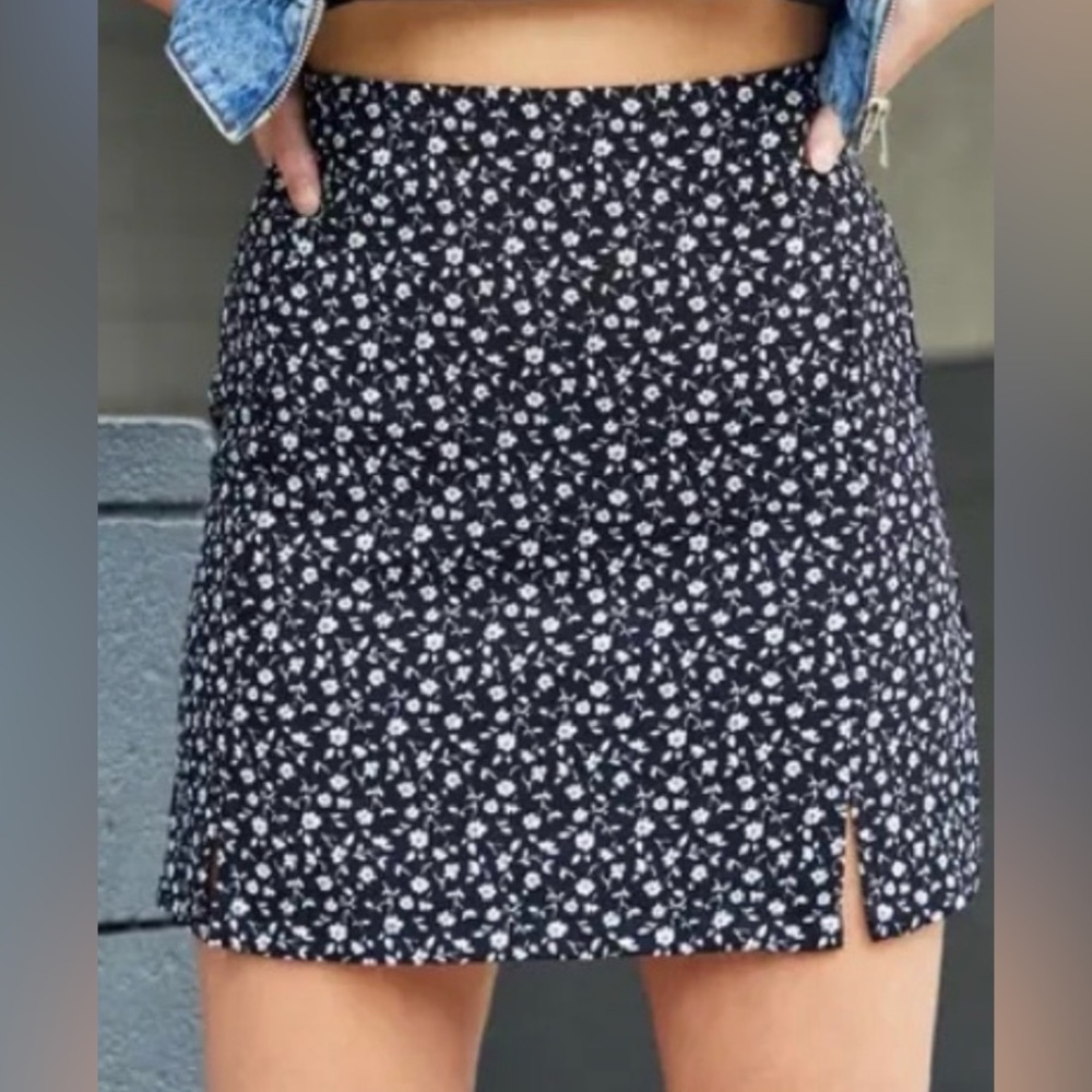 Floral Black Skirt